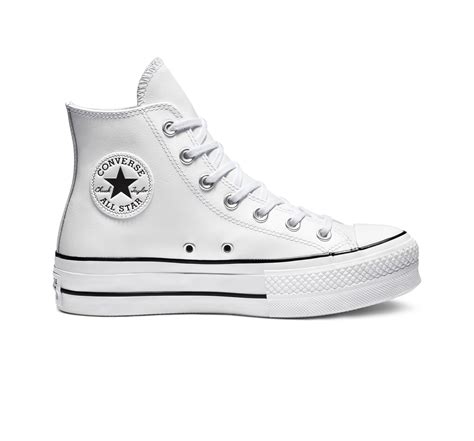 converse chuck taylor  star platform clean leather high top  white lyst