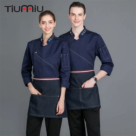 special design patchwork chef uniforms unisex single breast long sleeve chef jackets kitchen