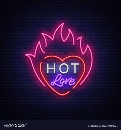 hot love symbol for valentine s day neon sign bright banner night