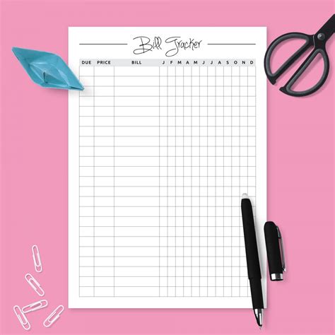 monthly bill organizer template printable