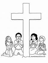 Coloring Pages Kids Friday Good Praying Cross Printable Children Stations Color Pintables Print Jesus Popular Before Around sketch template