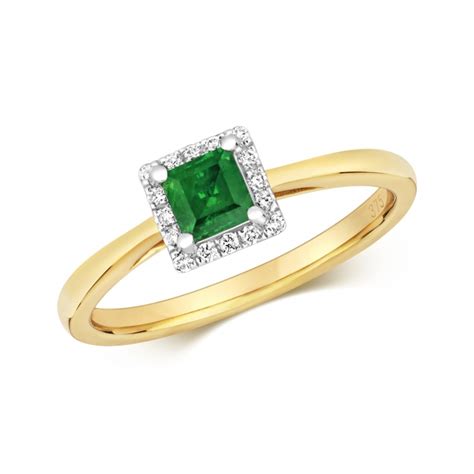 diamond princess cut emerald ring ct  gold