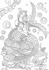 Mermaid Coloring Pages Adults Detailed Getcolorings Good sketch template