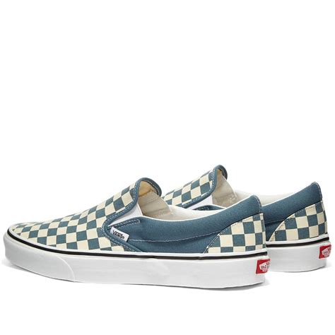vans ua classic slip  blue checkerboard mirage