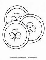 Coins Coloring Gold St Pages Pot Patricks Printable Shamrock Preschool Lucky Rainbow Activities sketch template