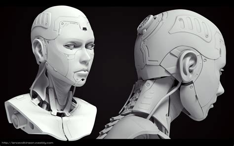 3d female cyborg head