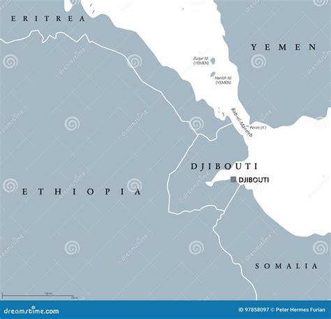bab el mandeb strait region political map stock vector illustration