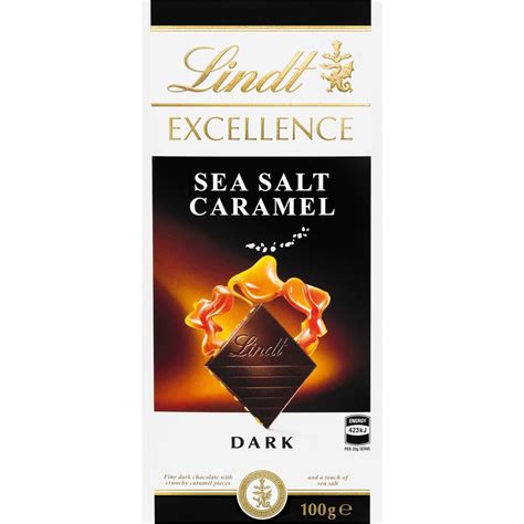 lindt excellence sea salt caramel dark chocolate block  woolworths