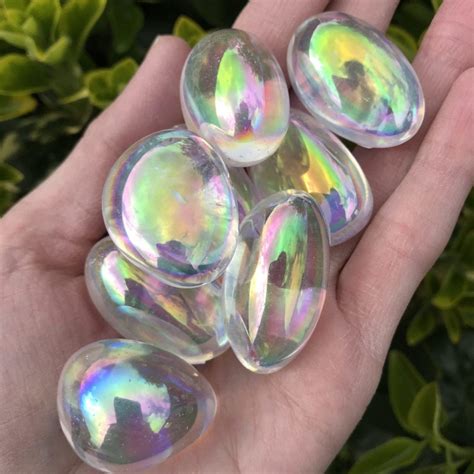 angel aura quartz pebble happy glastonbury crystals gems