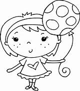 Coloring Girl Balloon Balloons Drawing Clip Clipart Sweetclipart Getdrawings sketch template