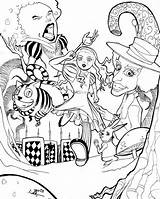 Coloring Alice Wonderland Pages Trippy Adults Poster Characters Mad Color Creative Getcolorings Getdrawings Rabbit Adventures Hatter Printable Tea Party Colorings sketch template
