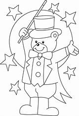 Circus Coloring Pages Clown Kids Bear Colouring Ringmaster Printable Cute Magician Theme Preschool Teddy Carnival Sheets Color Crafts Bestcoloringpages Print sketch template