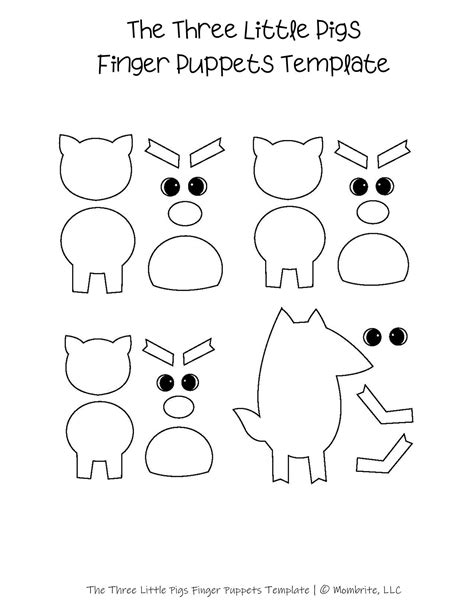 pigs finger puppets template