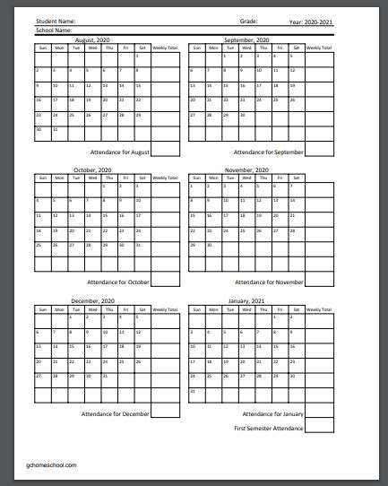 attendance calendar printable  april calendar