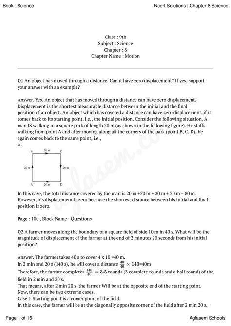Ncert Solutions Class 9 Science Chapter 8 Motion