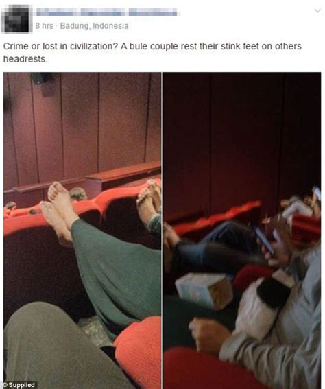 bali tourists put bare feet up on seats in front of them and spark facebook daily mail online
