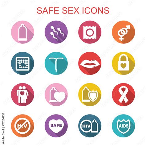 Safe Sex Long Shadow Icons Stock Vector Adobe Stock
