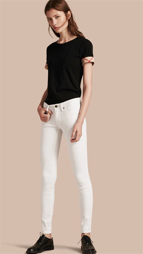 Lyst Burberry Skinny Fit Low Rise White Jeans In White