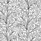 Floral Vector Monochrome Doodle Seamless Drawn Texture Decorative Coloring Flowers Pattern Hand Book Preview sketch template