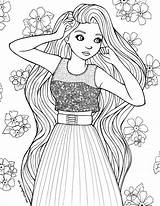 Coloring Pages Jae Girl Baylee Hair Colouring People Printable Drawing Kids Person Sheets Cute Fancy Adults Long Adult Drawings Print sketch template