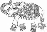 Elephant Coloring Indian Pages Pattern India Template Printable Zentangle Stencil Drawing Ethnic Crafts Categories sketch template