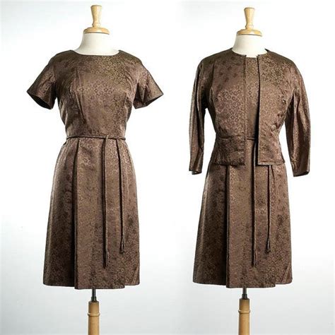 Vintage 50s Taupe Dress And Jacket Set Dress And Jacket Set Taupe