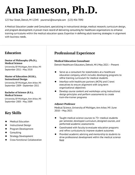 phd resume examples  templates  industry   academic jobs
