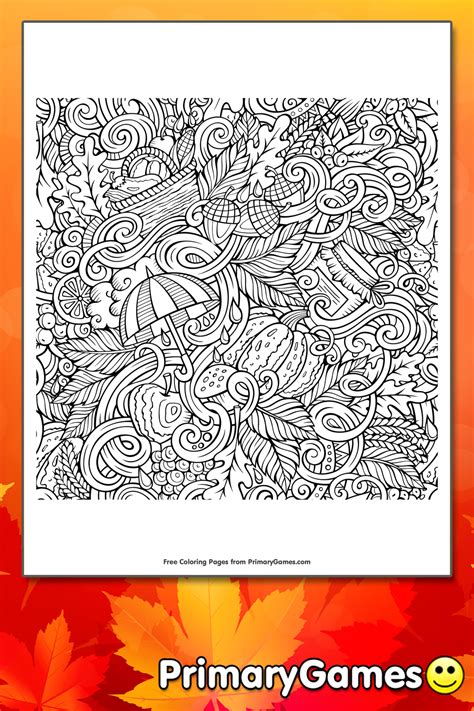 fall doodles coloring page printable fall coloring  primarygames