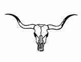 Skull Longhorn Bull Tattoo Drawing Stencil Western Tattoos Skulls Silhouette Cowgirl Template Choose Board sketch template