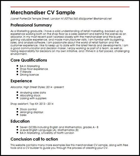 merchandiser job description sample  template