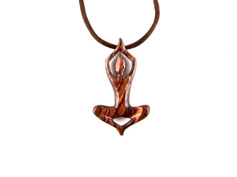 yoga pose pendant yoga necklace wooden yoga pendant wood