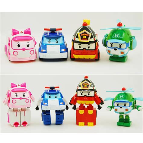 pcsset robocar poli toy korea robot car transformation toys poli robocar toys  box