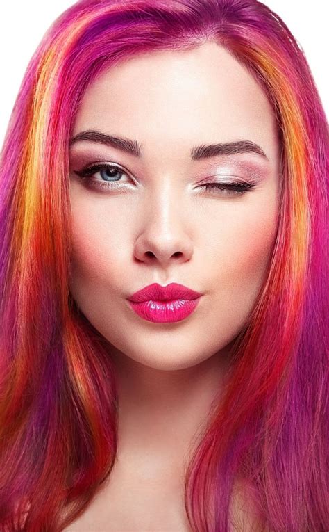 Most Beautiful Faces Colour Gel Photography Winking Face Haircuts
