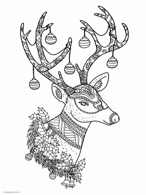 christmas reindeer colouring pages  adults deer coloring pages