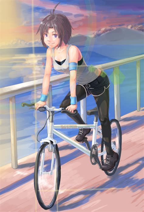 Safebooru 1girl Absurdres Bicycle Bike Shorts Black Hair Exercise