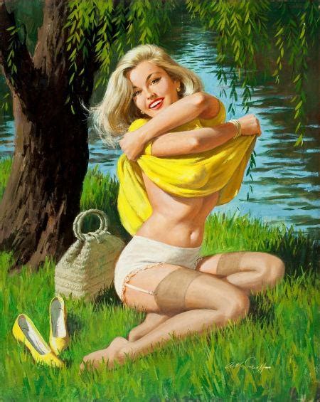 arthur sarnoff pin up by the lake 1960 oil on