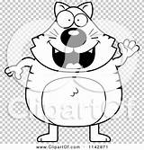 Waving Cat Outlined Coloring Clipart Cartoon Vector Cory Thoman sketch template