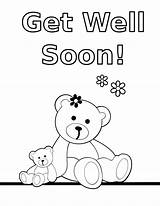 Well Soon Coloring Card Teddy Bear Clipart sketch template