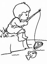 Coloring Fishing Pages Boy Boys Popular sketch template