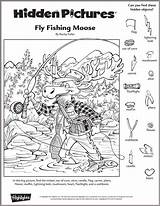 Hidden Puzzles Highlights Pages Coloring Printables Kids Fall Objects Printable Classroom Search Moose Sheets Fishing Children Matte Fly Activity Activities sketch template