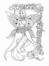 Feen Lineart Fairies Fantasy Adulte Elfen Erwachsene Ausmalen Fae Elfo Bilder sketch template