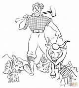 Paul Bunyan Coloring Babe Ox Blue Pages Drawing Printable Color Click Draw Clack Moo Clip Lumberjack Getdrawings Tall Popular Supercoloring sketch template