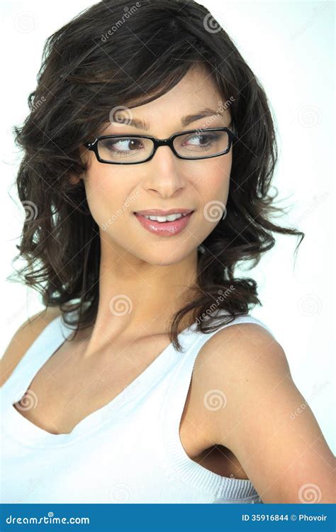 Cute Brunette Wearing Glasses Stock Images Image 35916844