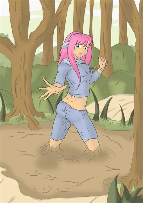 anime girl stuck in quicksand