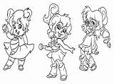 Coloring Pages Chipettes Chipmunks Alvin Printable Kids sketch template