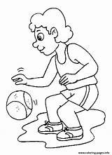 Basketball Playing Coloring Boy Pages S1021 Printable Print sketch template