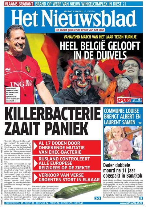 newspaper het nieuwsblad belgium newspapers  belgium fridays edition june