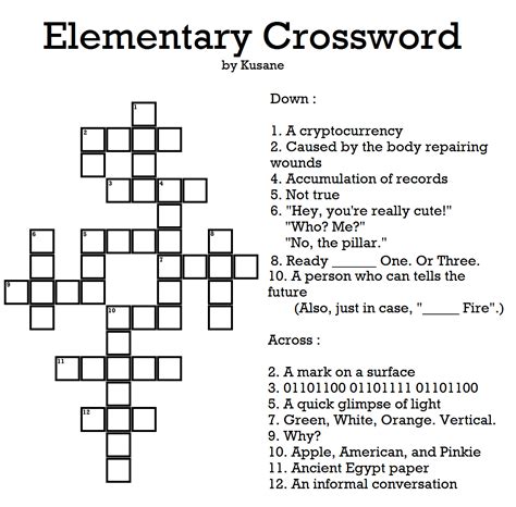 elementary crossword rpuzzles