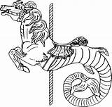 Carousel Horse Coloring Pages Hippocampus Color Flying Tocolor sketch template
