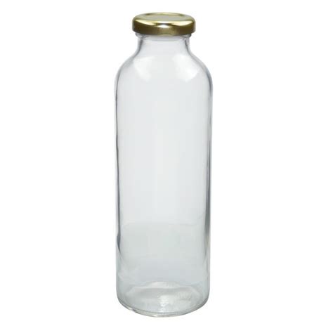 16 Oz Clear Glass Juice Bottles Gold Lug Cap Berlin